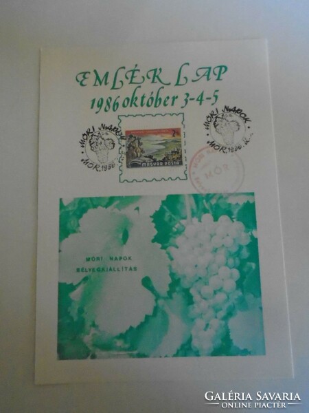 ZA486.13  - Emléklap - MÓR - Móri Napok  bélyegkiállítás  1986  -szőlő