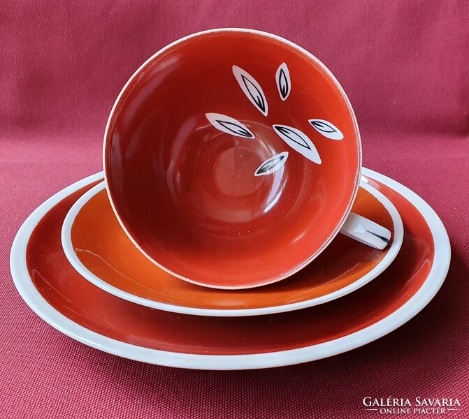Lettin német porcelán reggeliző szett csésze csészealj kistányér tányér kávés teás