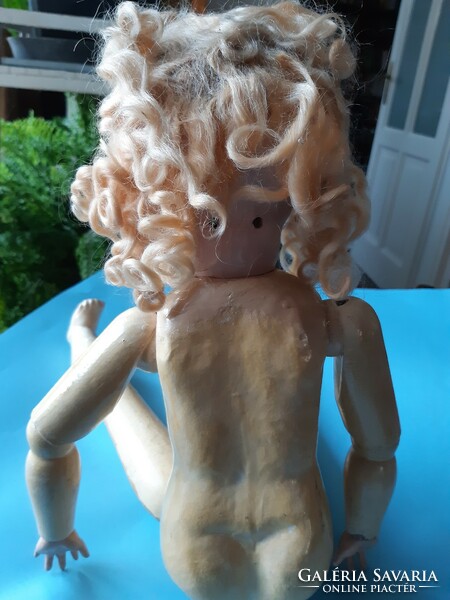 Old antique porcelain head doll approx. 55 cm