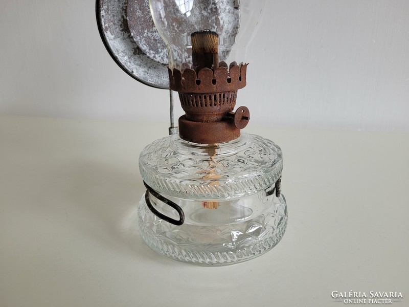 Régi vintage nagy méretű falra akasztható üveg petróleum lámpa éjjeli lámpa