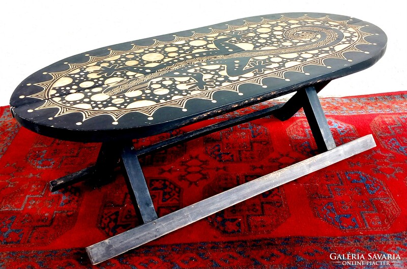 Folding carved wooden ebony table negotiable art deco design