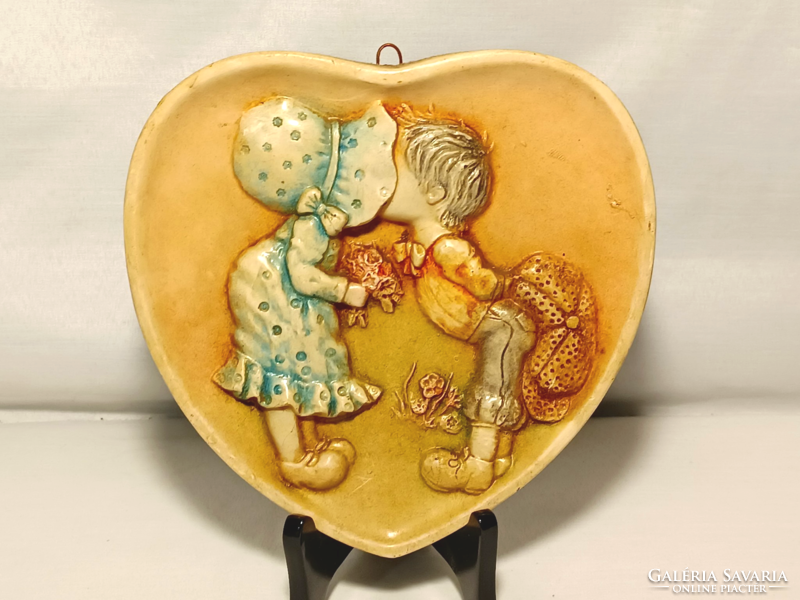 Children in love ceramic mural