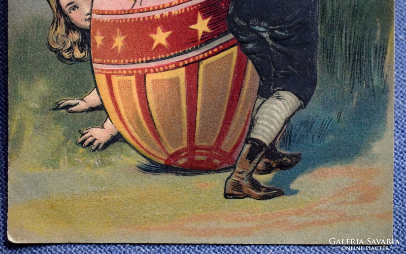 Antik dombornyomott Húsvéti üdvözlő képeslap  1908ból