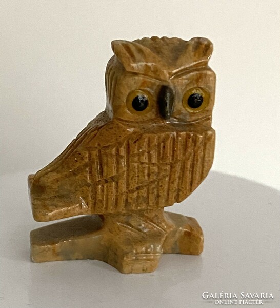 From the owl collection, an old owl figure carved stone ornament decoration 3.5 cm