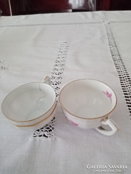 2 antique Zsolnay porcelain coffee cups --- to complement the set