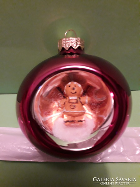 Gyönyörű extra dioráma üveg figurális karácsonyfadísz hibátlan