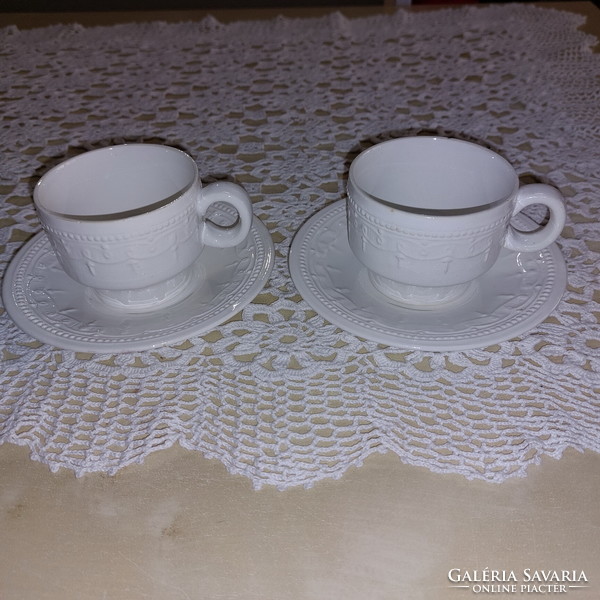 Gránit jelzésű 2db fehér kávés csésze+ 2db tányérka