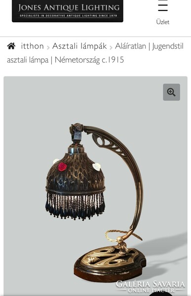 DT/390 – Antik, német (Z.U.G.), Jugendstil réz asztali lámpa