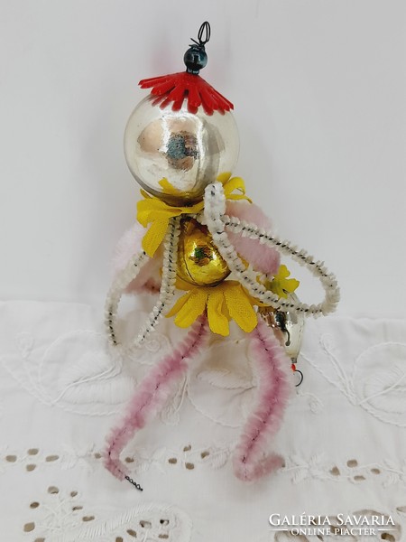 Zsenília-üveg figura, karácsonyfa dísz, 10 cm