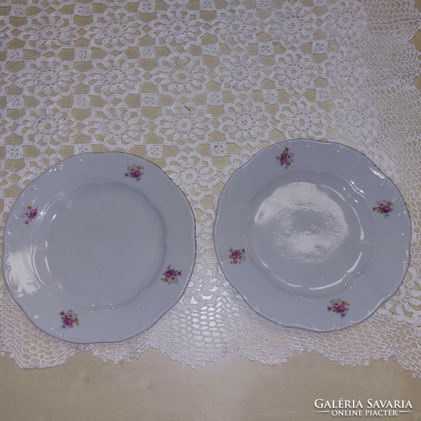 Zsolnay 2db rózsás porcelán süteményes tányér