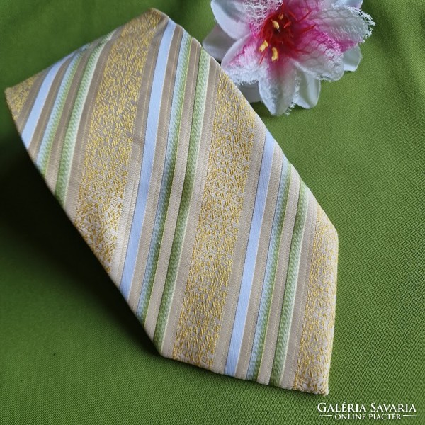 ESKÜVŐ NYK55 - Sárga csíkos selyem nyakkendő
