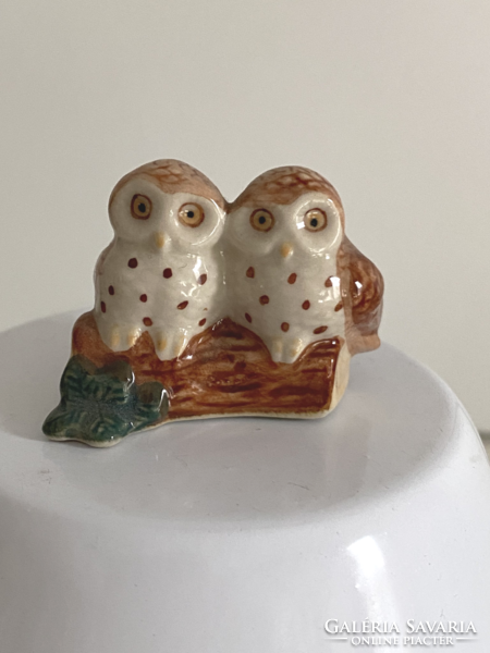 From the owl collection, an old ceramic ornament with an owl figure, decoration 3 cm