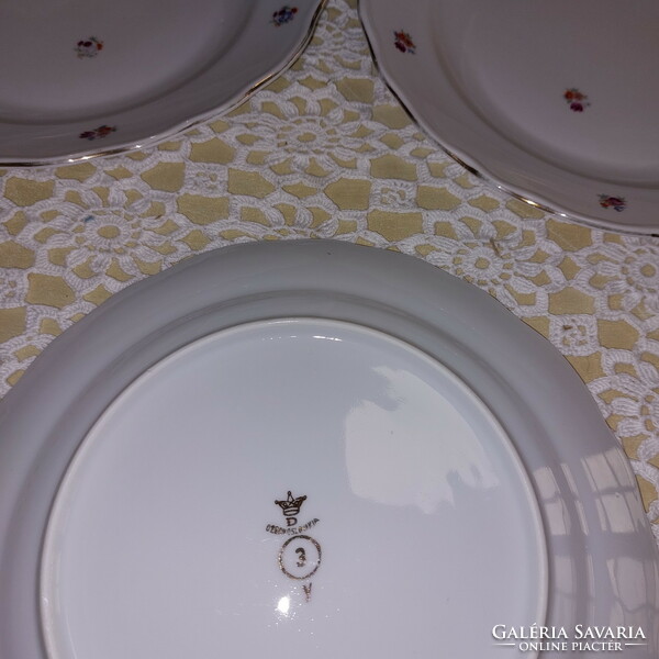 Bohemia beautiful porcelain plates with small flowers with a golden edge
