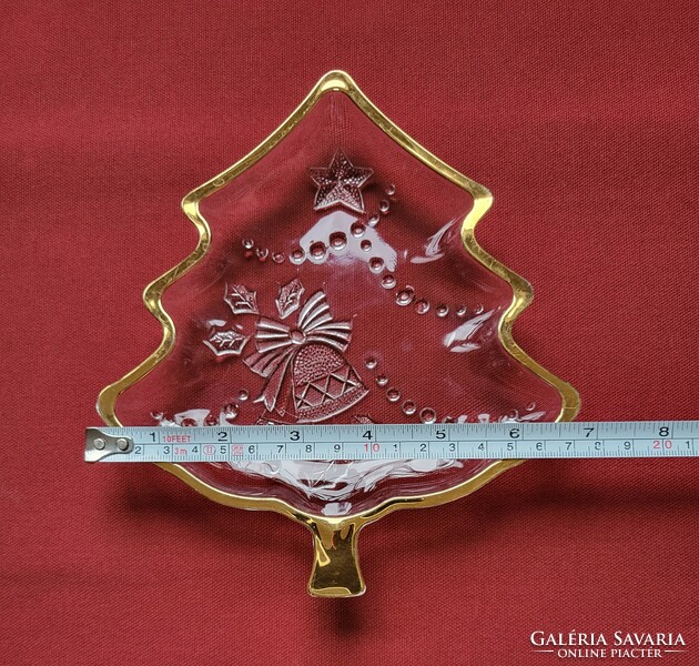 Christmas glass bowl platter offering golden edge decoration accessory