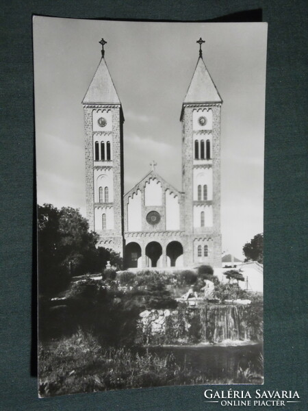 Postcard, Balatonfüred, great church, parish church, view detail