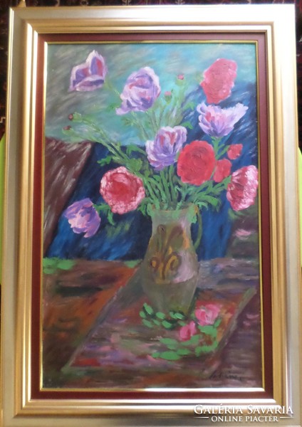 Mihály Schéner: flowers in a vase, original
