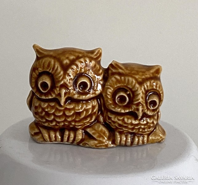 From the owl collection, an old ceramic ornament with an owl figure, decoration 5x3 cm