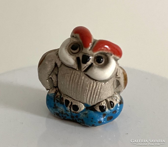 From the owl collection, an old ceramic ornament with an owl figure, decoration 2 cm