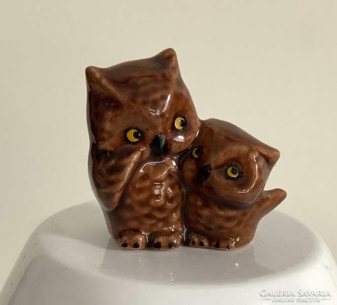 From the owl collection, an old ceramic ornament with an owl figure, decoration 4 cm