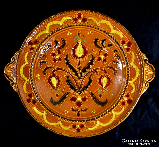 Austrian gmundner folk ceramic painted glazed bowl