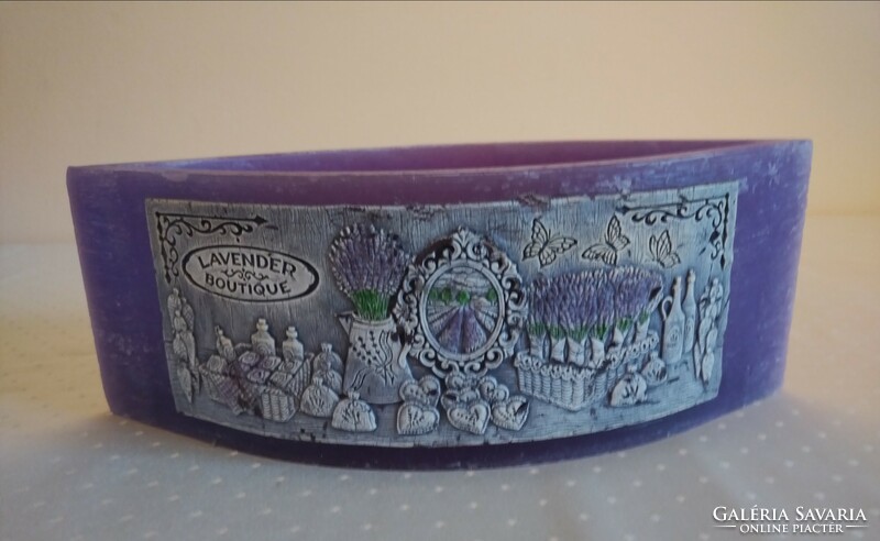 Purple wax candle holder with lavender pattern