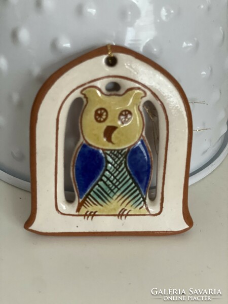 Hanging ceramic owl ornament from the owl collection, double-sided 7 cm