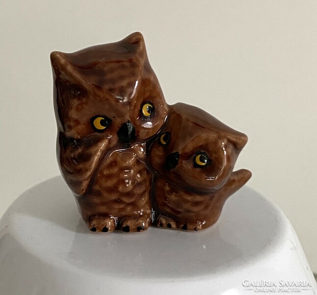 From the owl collection, an old ceramic ornament with an owl figure, decoration 4 cm