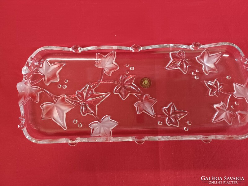 German glass tray with a leaf pattern