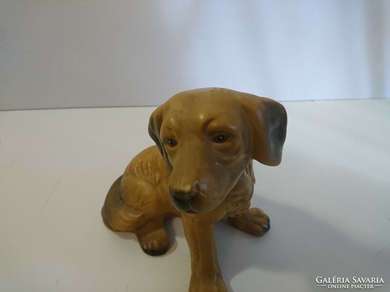 Vintage ceramic / porcelain dog figure statue Dachshund or Vizsla puppy? Segesvár, circa 1970s