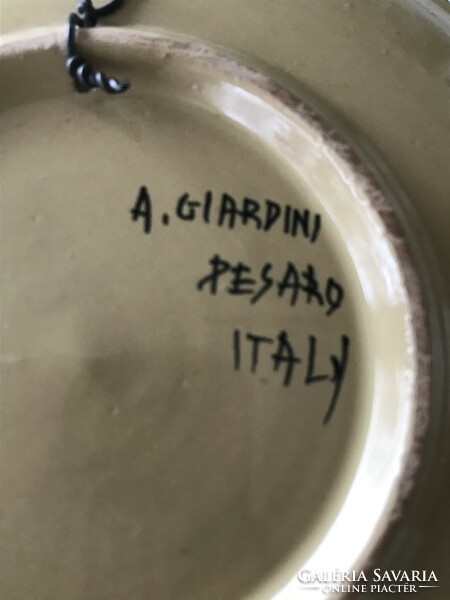 Olasz kerámia  falitányér, Alessandro Giardini, Pesaro