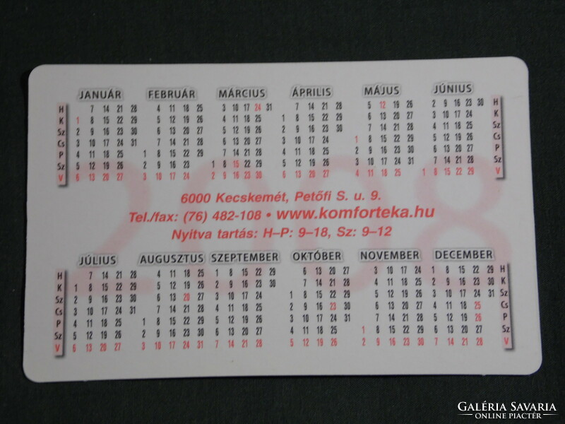 Card calendar, comfort teak pine furniture mattress store, Kecskemét, 2008, (6)
