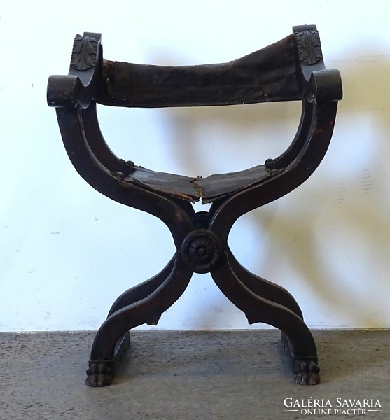 1Q579 Antik összecsukható faragott velencei szék trónszék