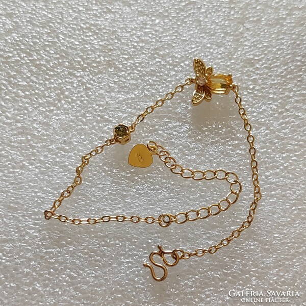 New gold-plated bracelet with citrine/peridot colored stones 17 +5cm