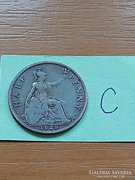 English England 1/2 half penny 1929 bronze, v. King George #c