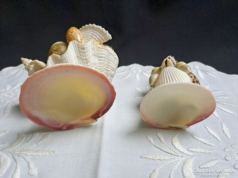 2 db különleges, kagylóból készült asztali dísz, dísztárgy
