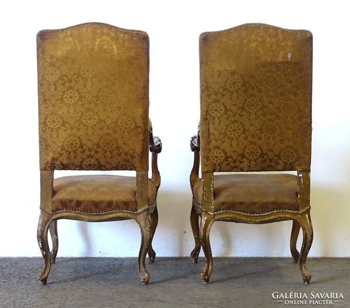 1Q580 Antik aranyozott kastély bútor nagyméretű faragott támlás szék pár