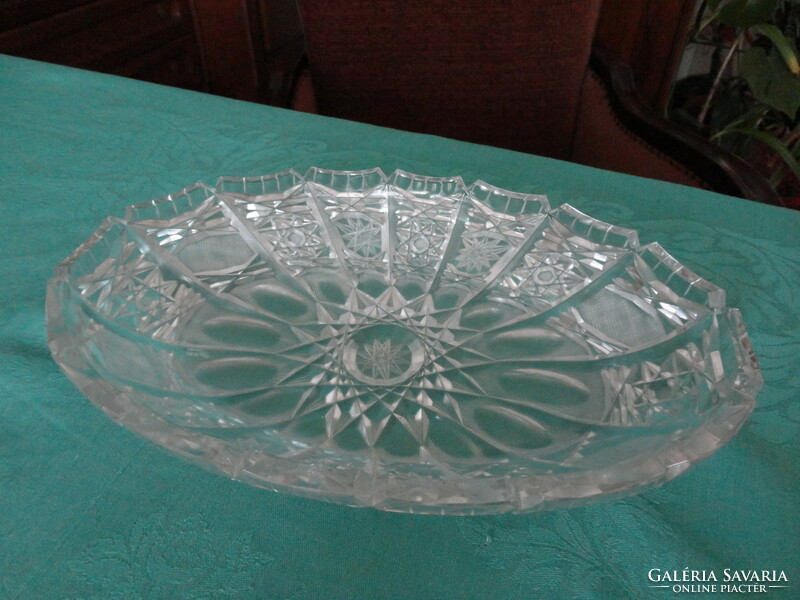 Large oval crystal bowl