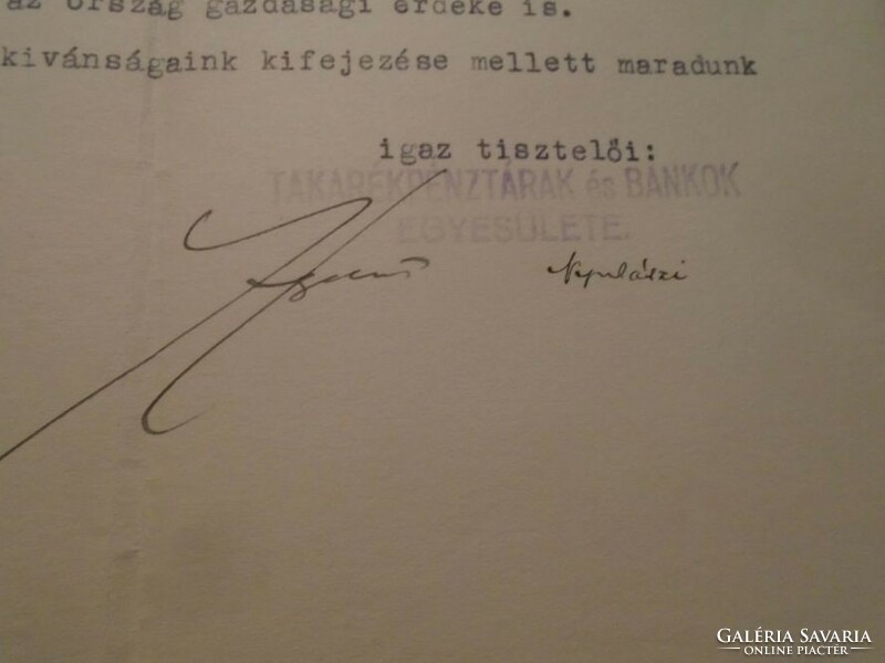 ZA492.30   TÉBE - Takarékpénztárak és Bankok Egyesülete  -1936 aláírások Hegedűs Lóránd v. pénzügym?