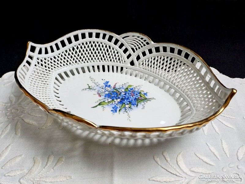 Very nice hand-painted openwork serving bowl, Cluj Napoce porcelain