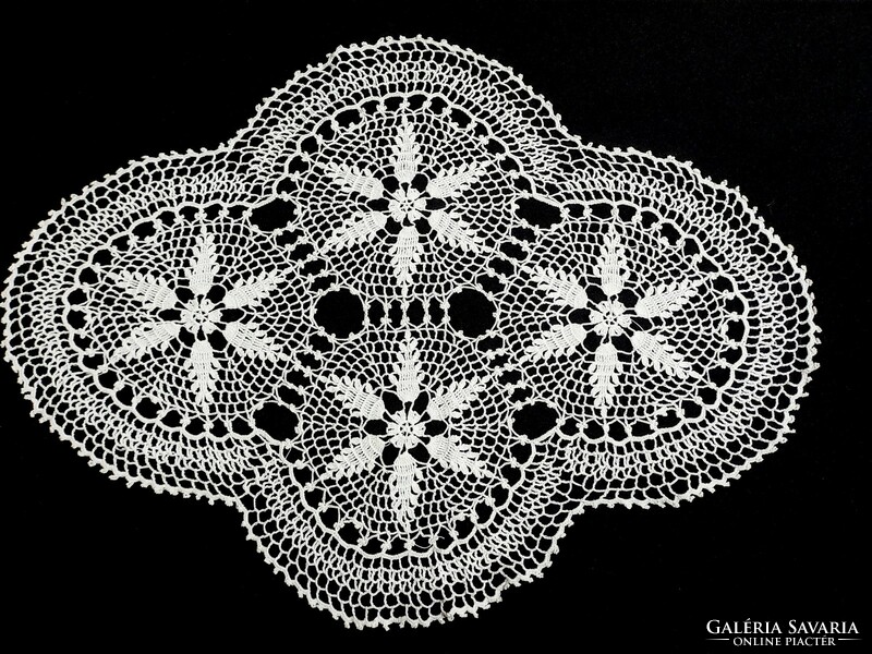 Hand crocheted lace tablecloth 52 x 38 cm