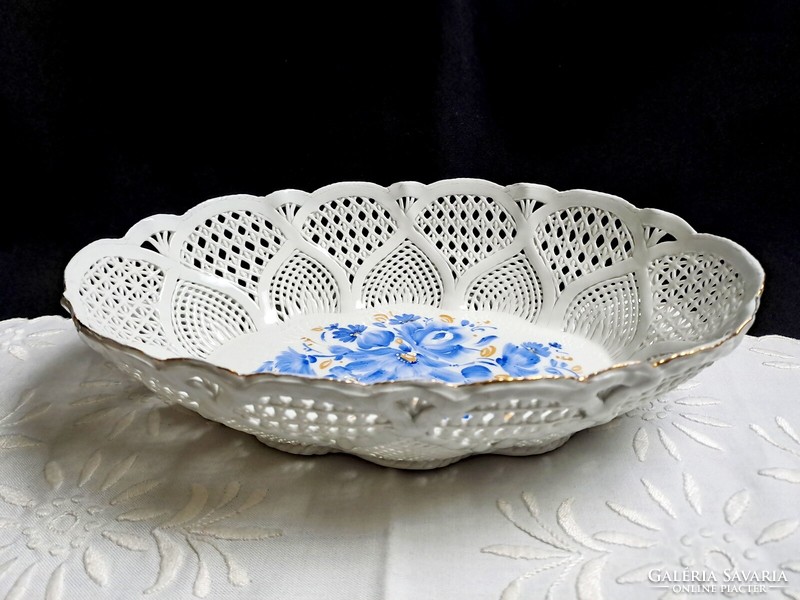 Very nice hand-painted openwork serving bowl, Cluj Napoce porcelain