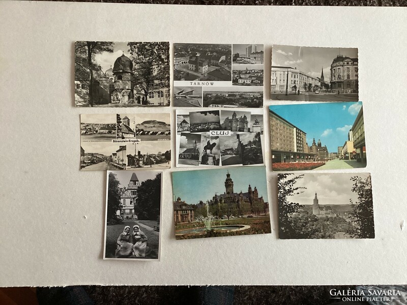 9 postcards. (N).