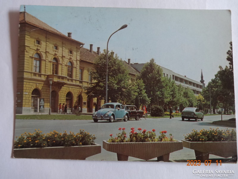 Old, retro postcard: Csongrád, liberation road (1978)