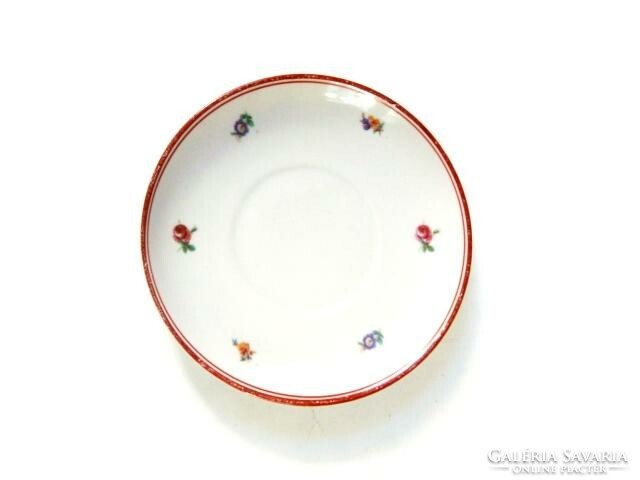 Zsolnay tea and cake plate, floral pattern with red rim...