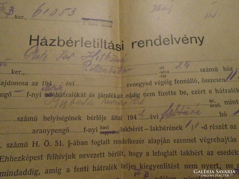 ZA490.42  - Kubala László szüleinek egyik irata 1942Kubala Kurjás Pál-Budapest. Pesti Izr. Hitközség