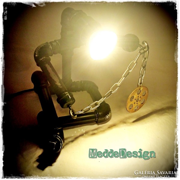 Meddedesign hypnobot, loft/industrial table LED mood lamp made of pipe fittings
