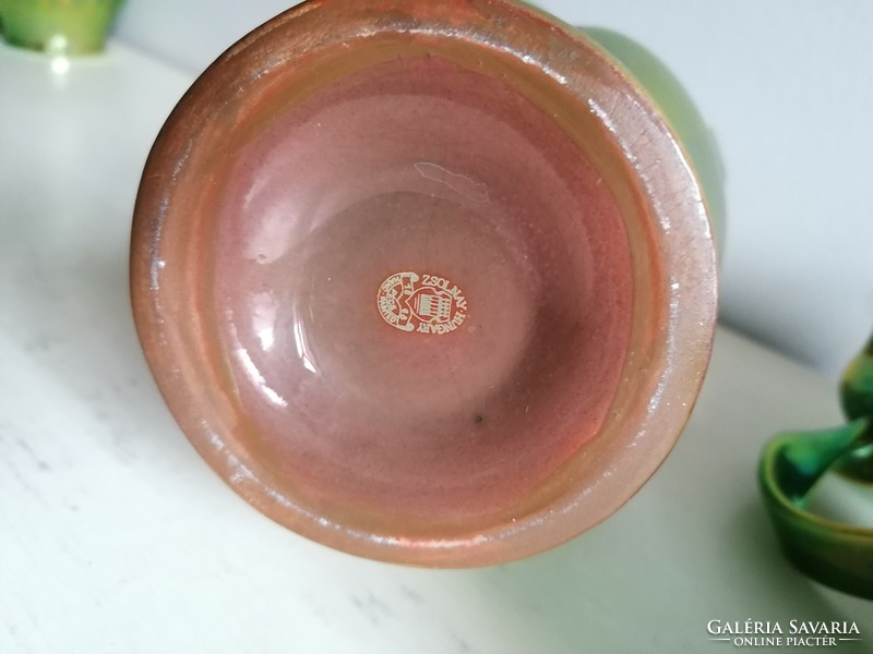 Zsolnay eozin,  ( 5336 ) szalagos fülü vázák párban eladók!