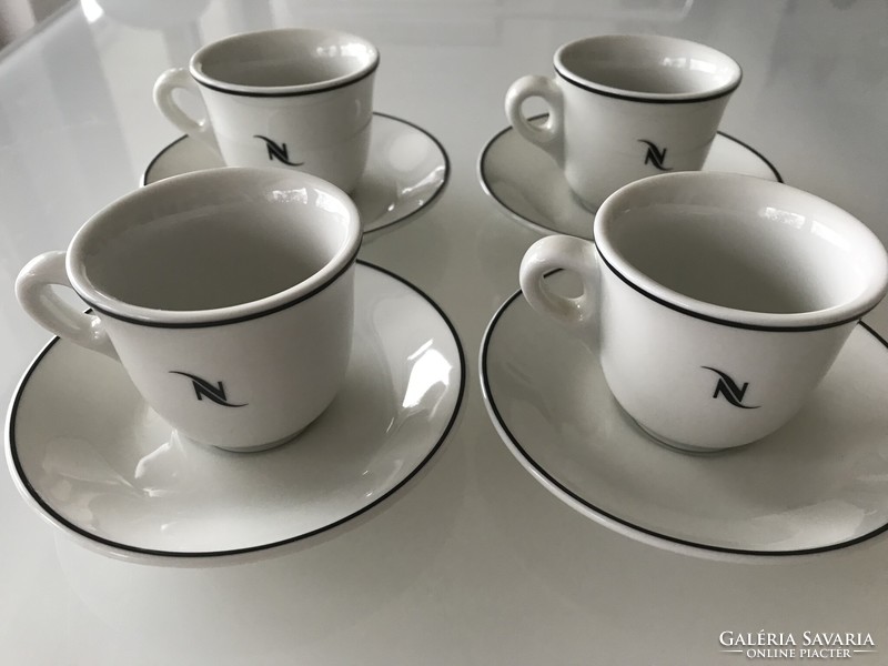 Nespresso csészék fehér porcelànból fekete szegéllyel
