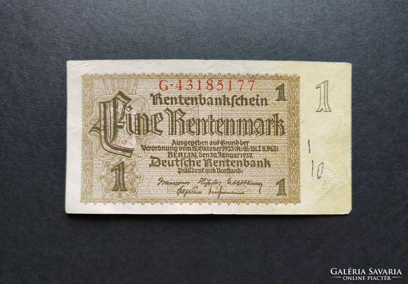 Germany 1 rentenmark 1937, f+ (ii.)