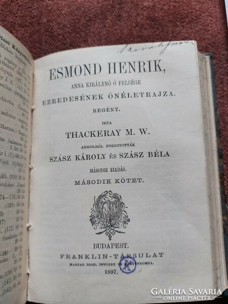 Thackeray m. Autobiography of Henry W. Esmond, Colonel of Her Majesty Queen Anne i-ii.
